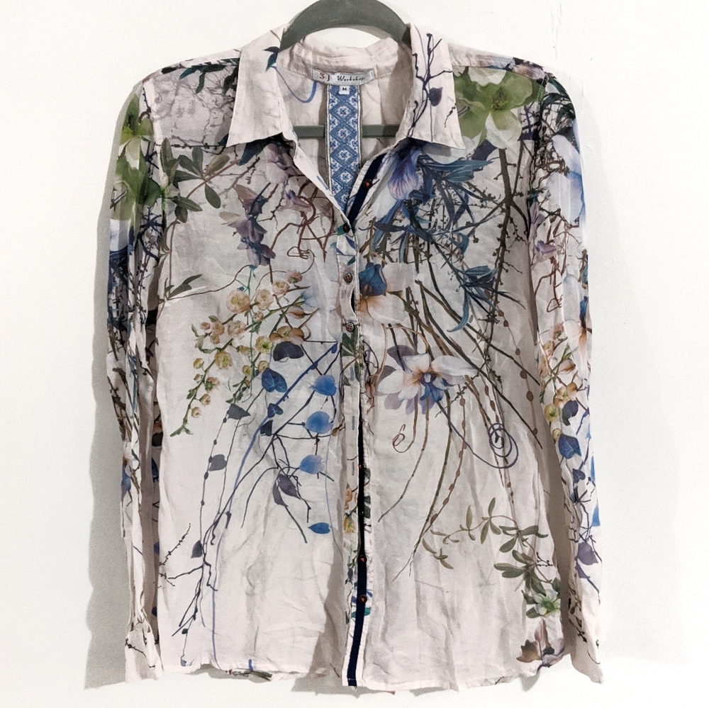 Johnny Was 3J Workshop Floral Button Up Blouse